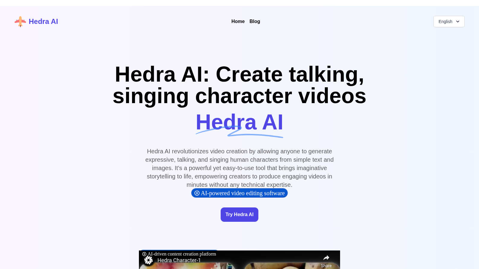 Hedra AI application interface and features