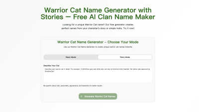 Warrior Cat Name Generator - AI tool for Content Creation