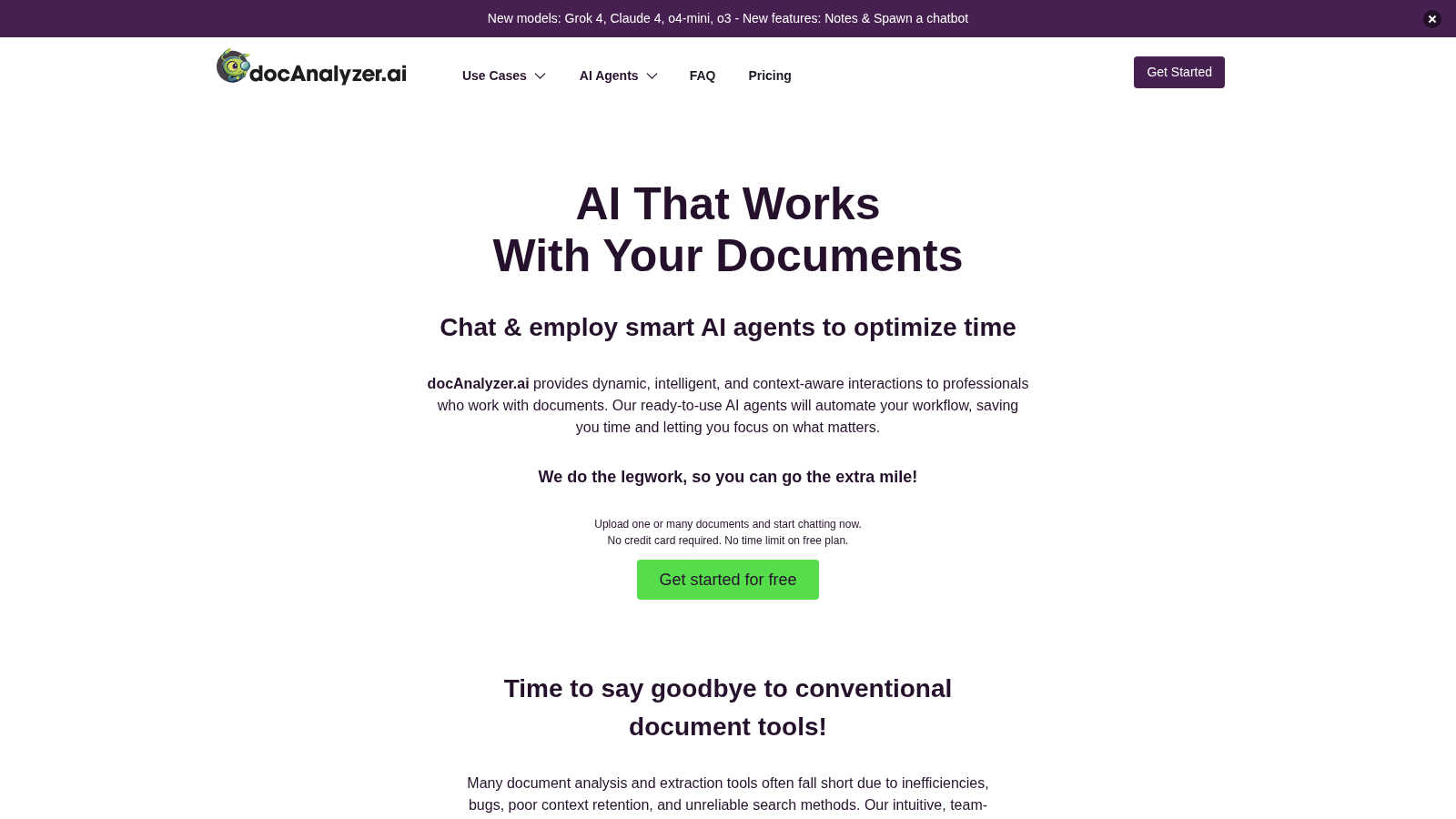 docAnalyzer.ai application interface and features