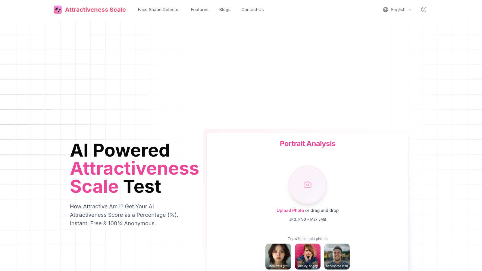 Attractiveness Scale application interface and features