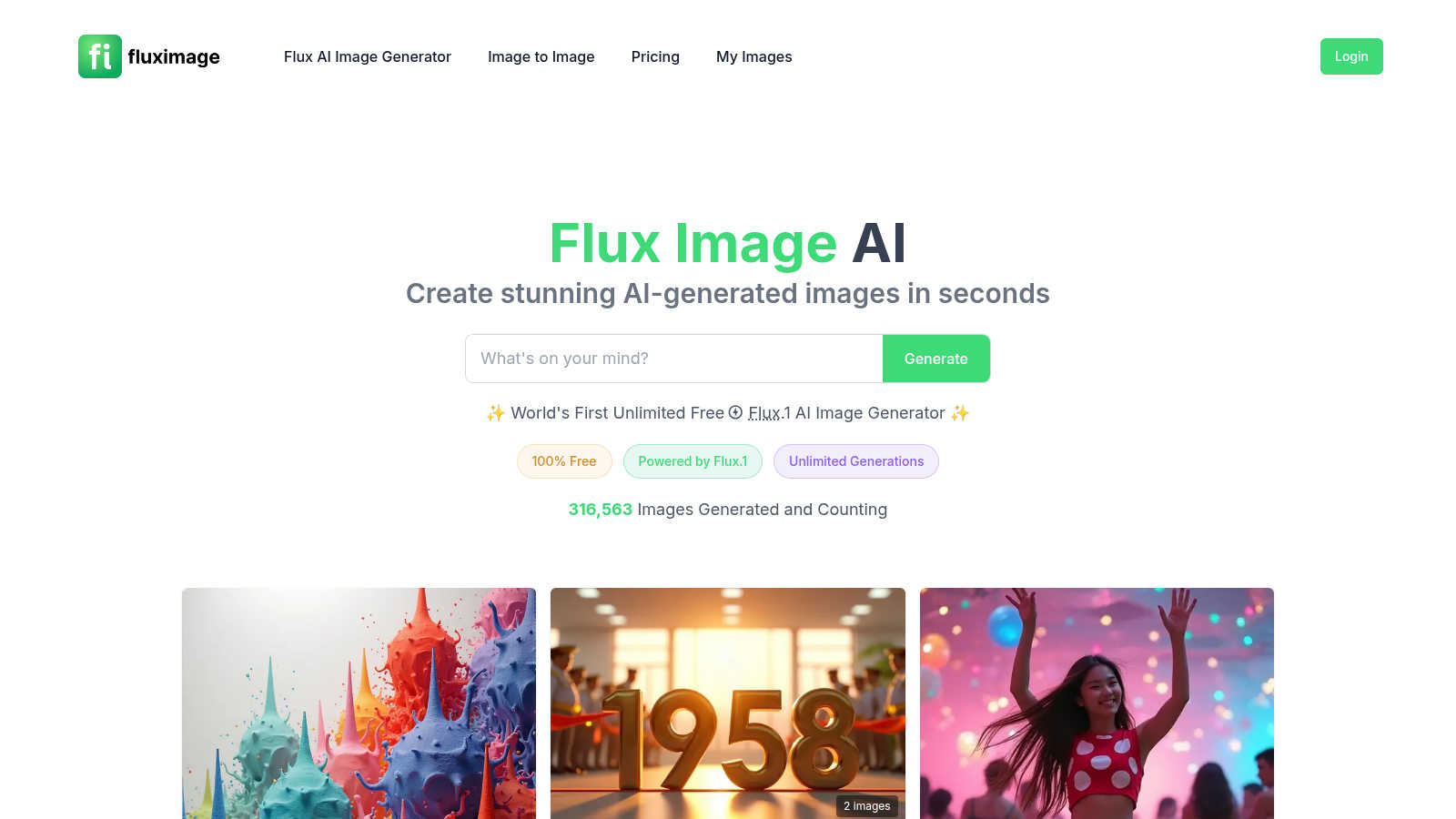 Flux Image AI application interface and features