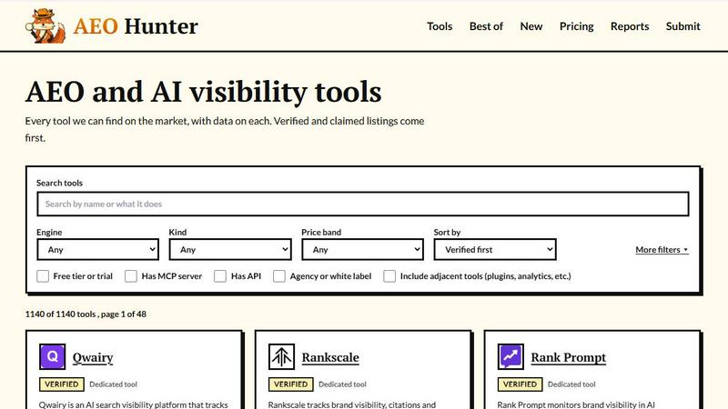 AEO Hunter application interface and features