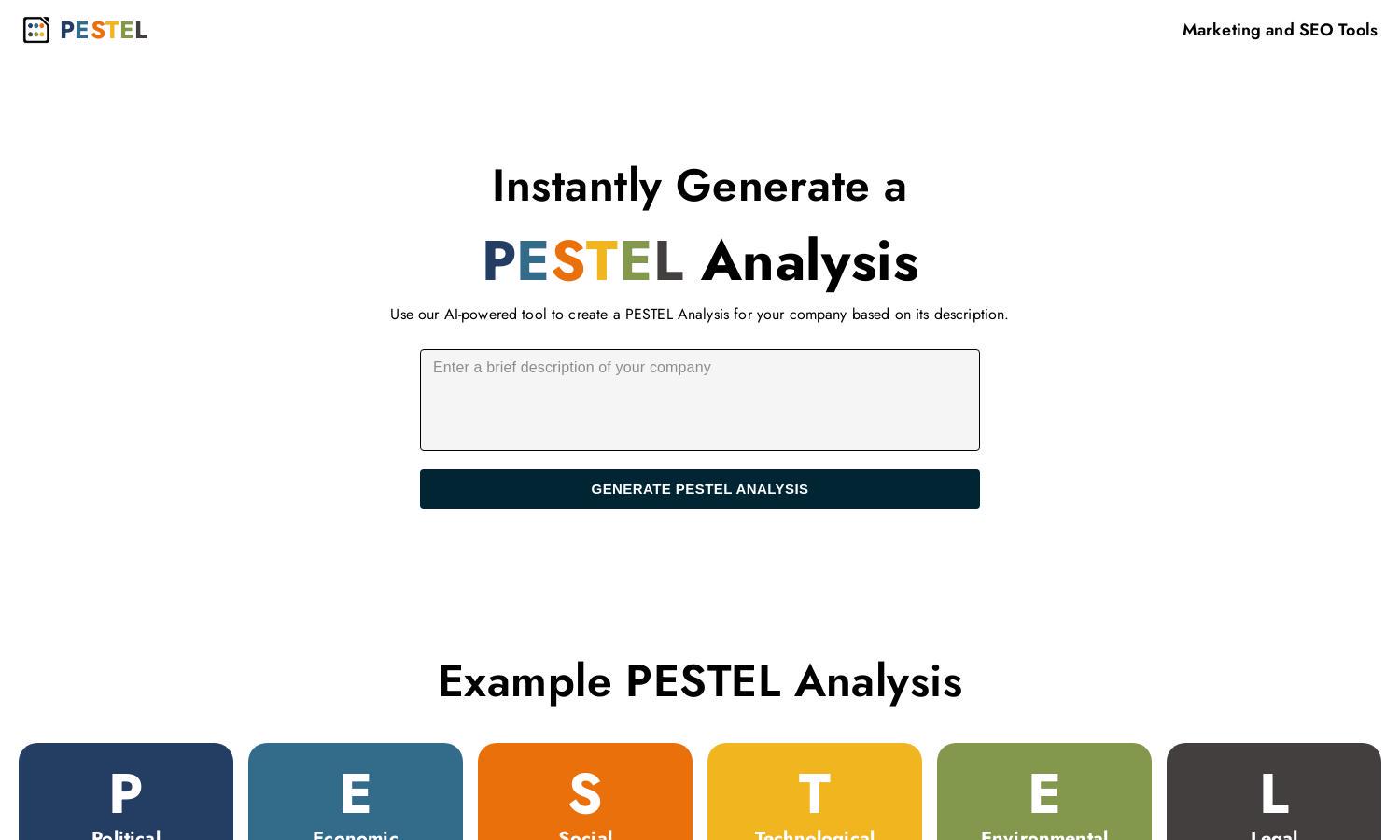 AI PESTEL Analysis Generator Website