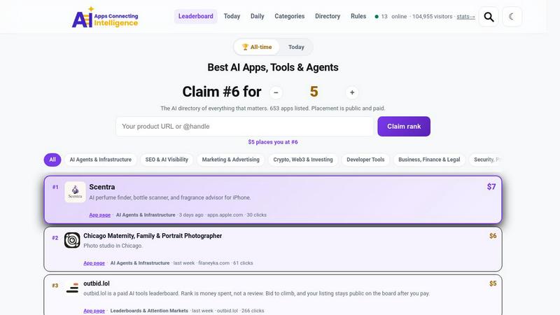 AIACI - Best AI Apps & Tools Directory application interface and features