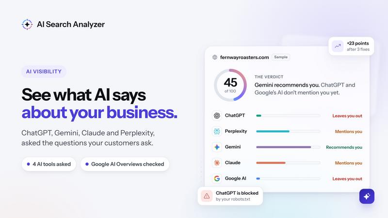 AI Search Analyzer application interface and features