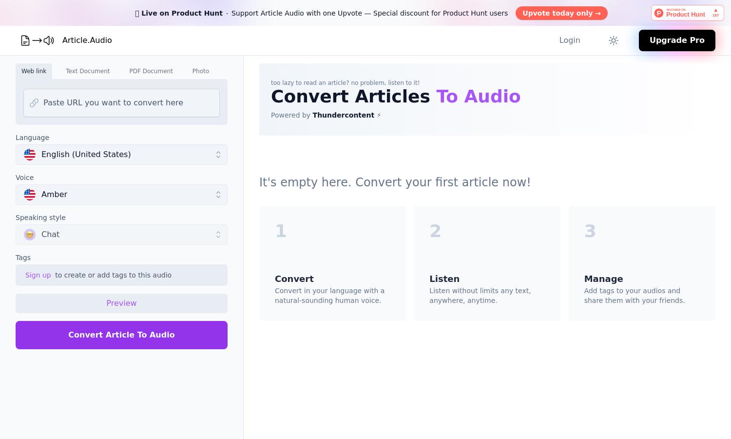 Article Audio Website