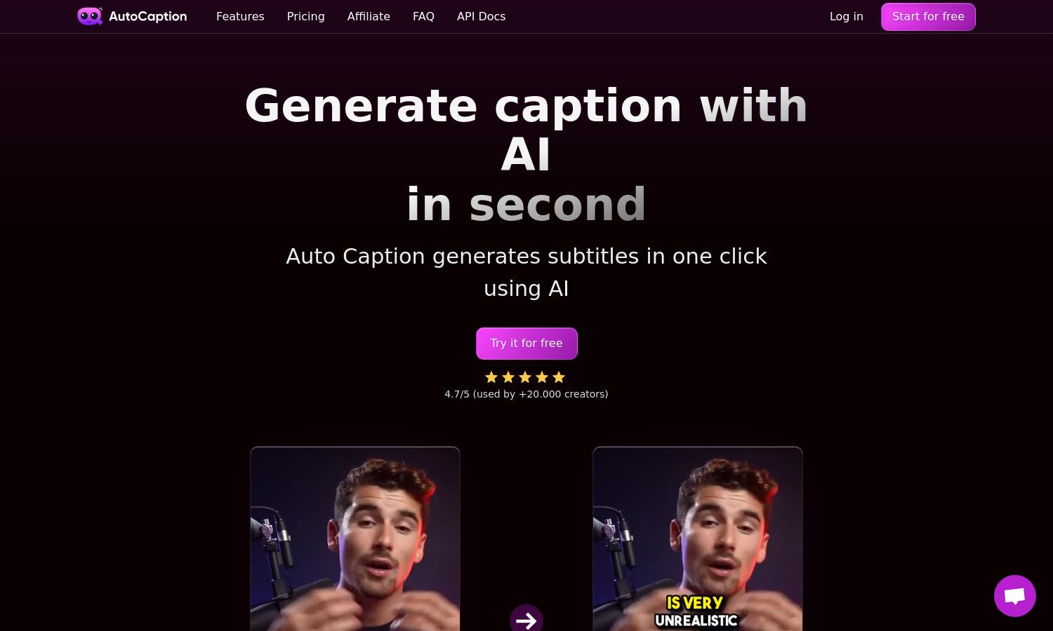 Auto Caption AI Website