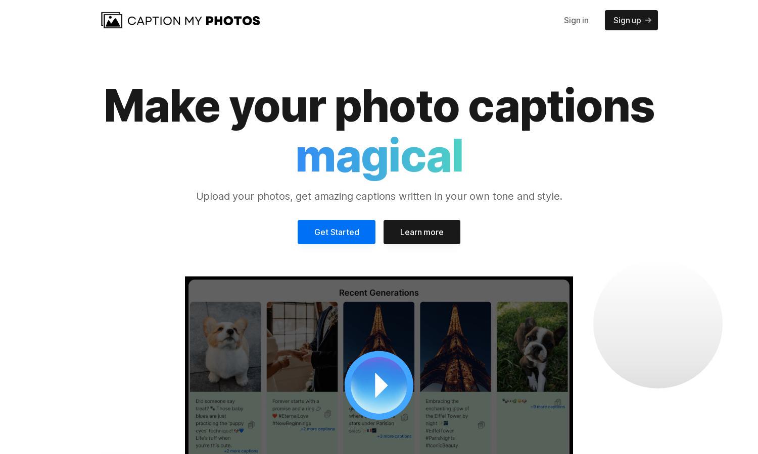 Caption My Photos Website