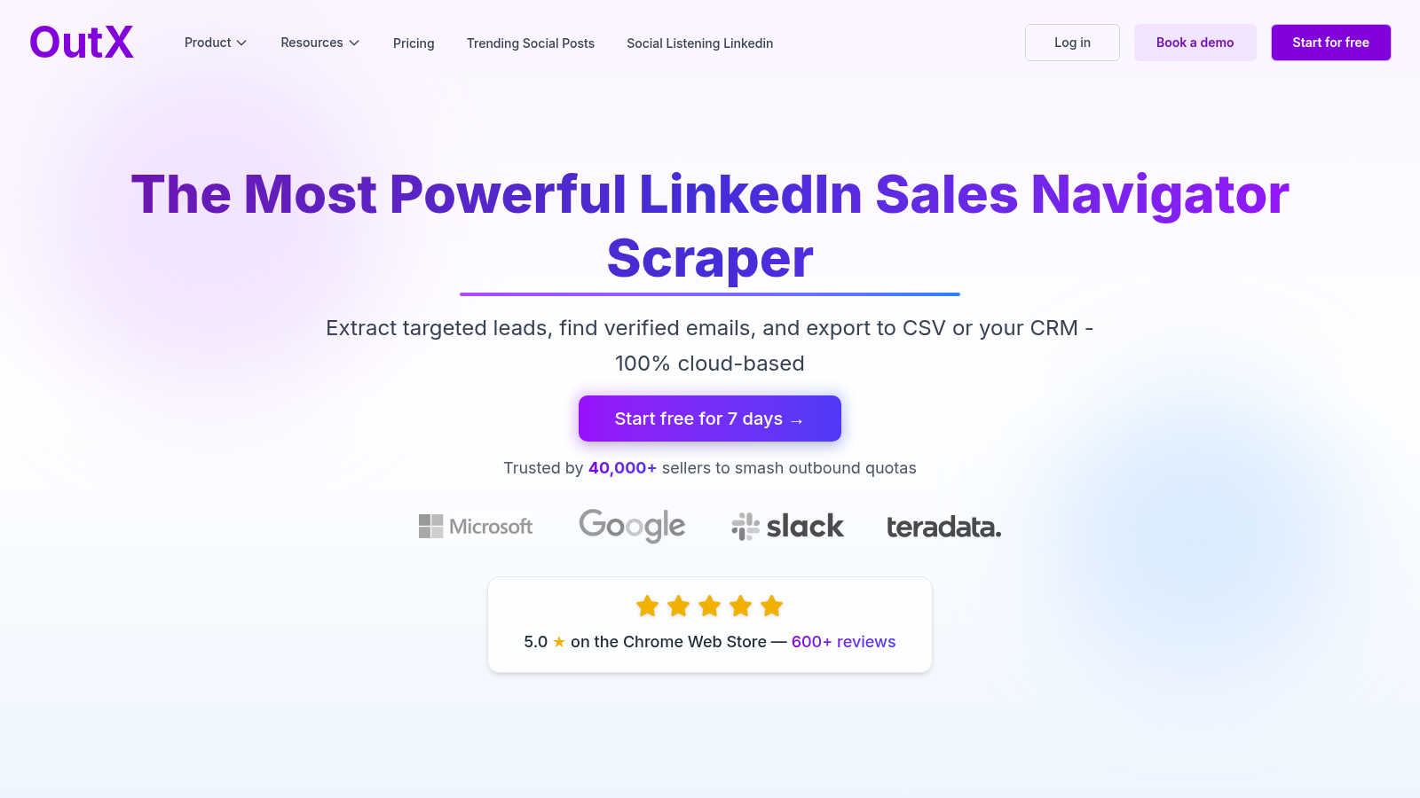 OutX.ai – LinkedIn Sales Navigator Scraper. application interface and features