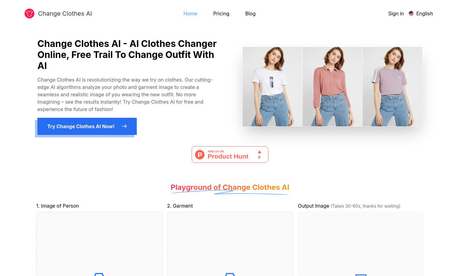 Change Clothes AI Website