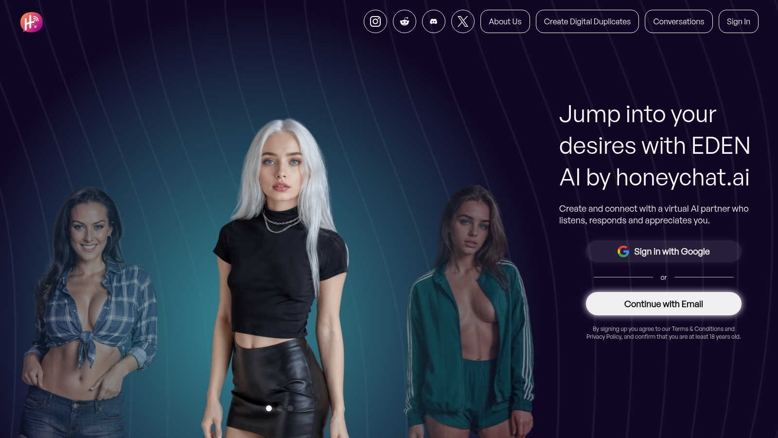 HoneyChat application interface and features