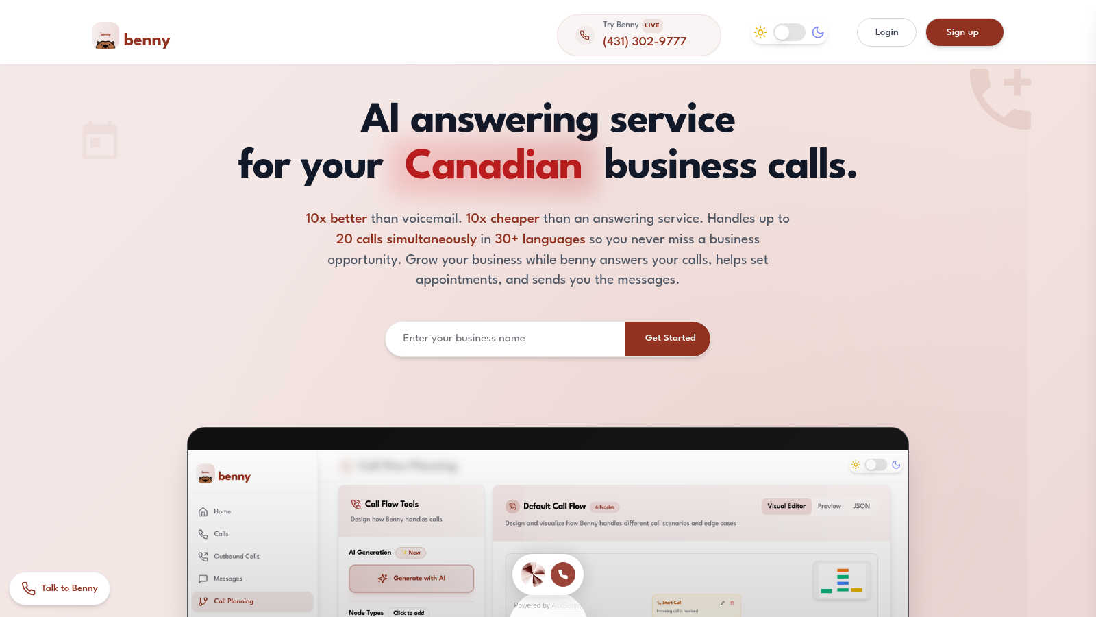 Ask Benny application interface and features