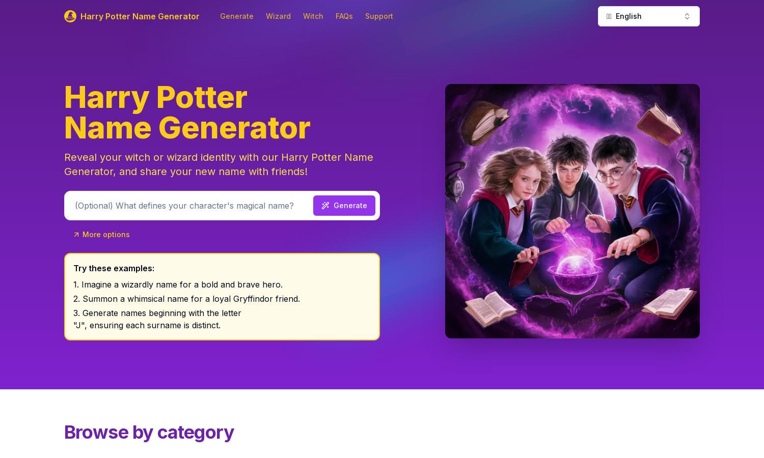 Harry Potter Name Generator Website