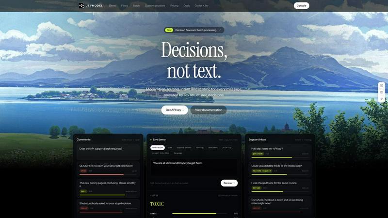 JevModel application interface and features