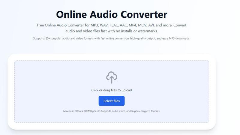 Online Audio Converter application interface and features