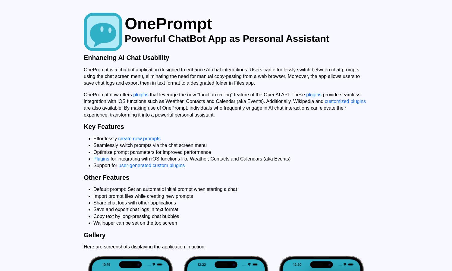 OnePrompt Website