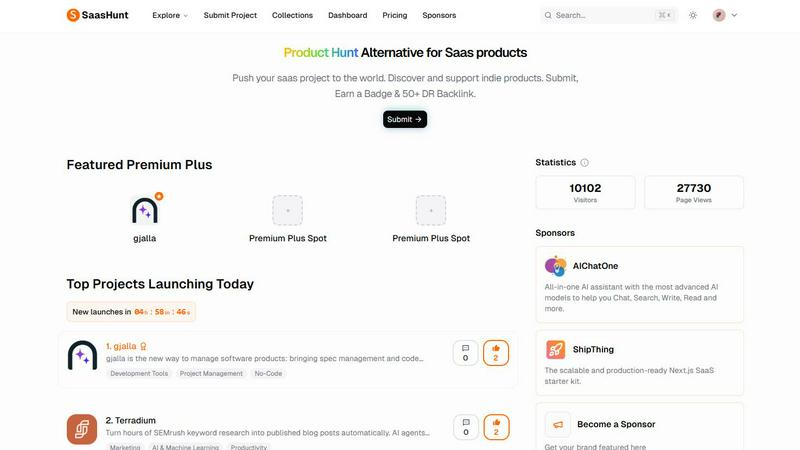SaasHunt application interface and features