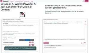 Sassbook AI Writer Website