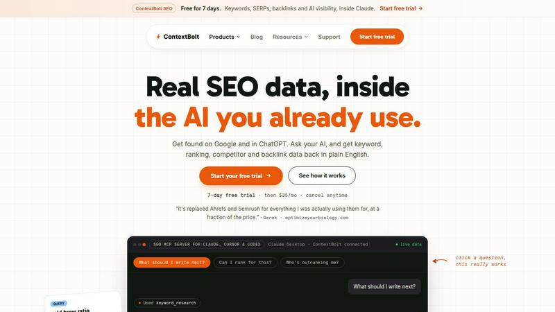 ContextBolt SEO application interface and features