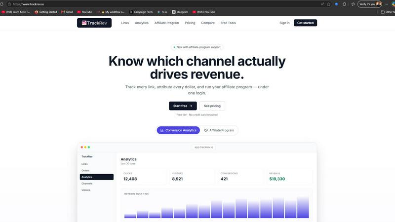 TrackRev application interface and features