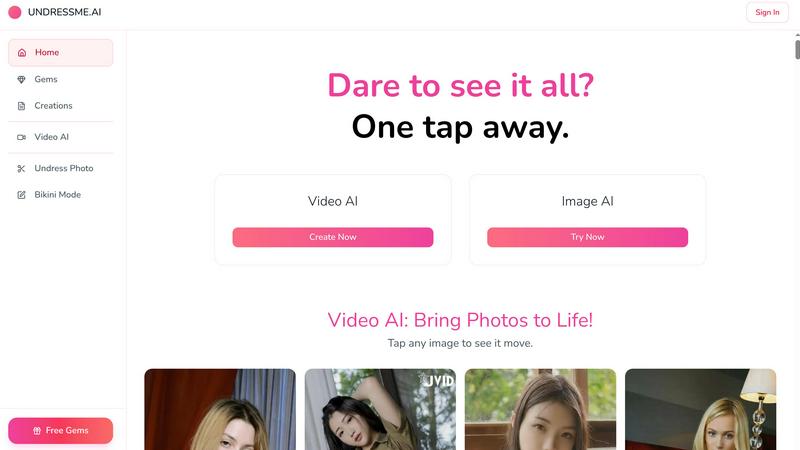 UndressMe AI application interface and features