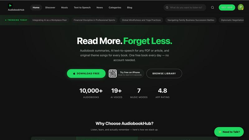 Book Summary application interface and features