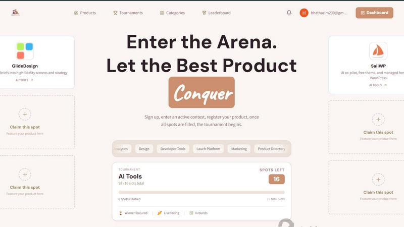 Product Arena application interface and features