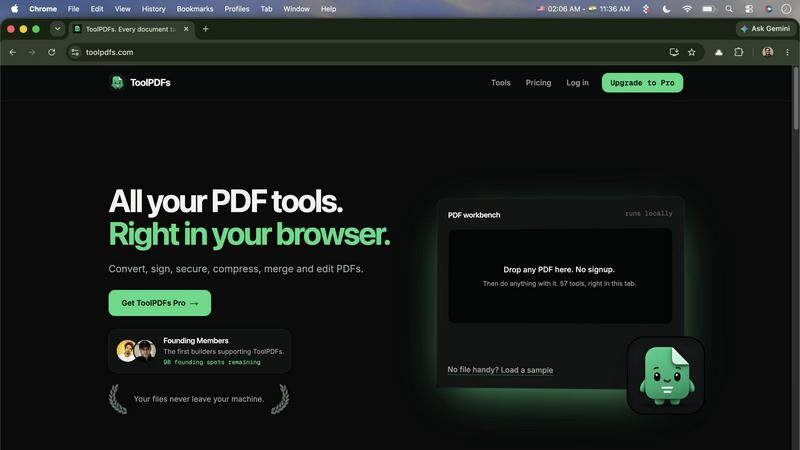 ToolPDFs application interface and features